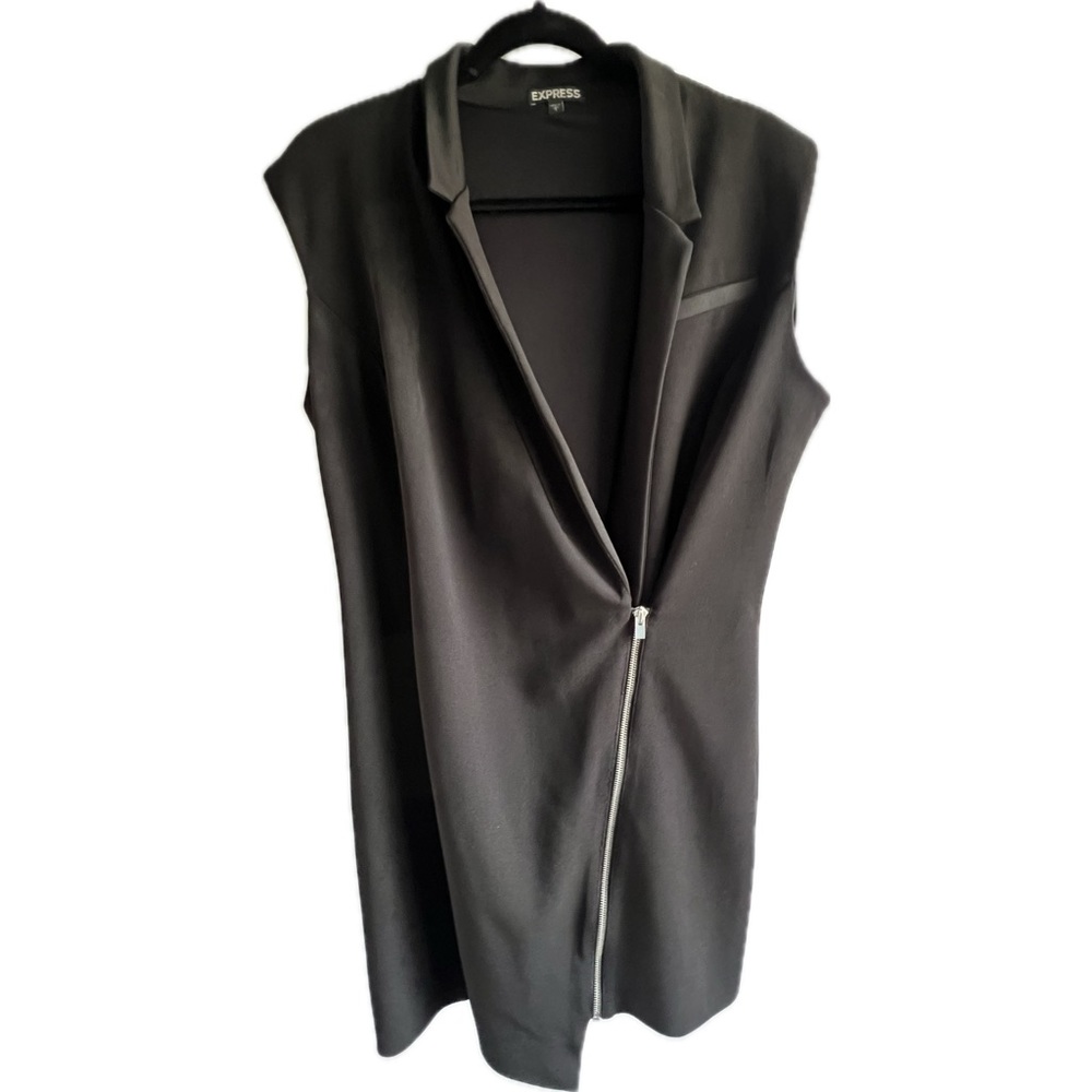 Express Mini Black Blazer Zipper Dress Size L Taylor Swift Reputation Era 🐍